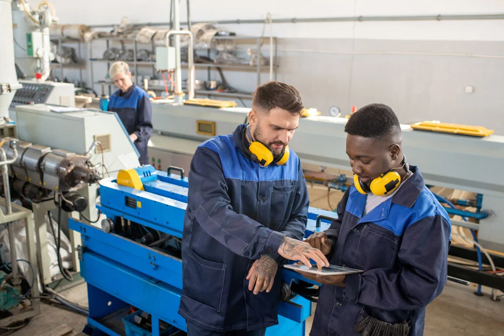 Two young male workers